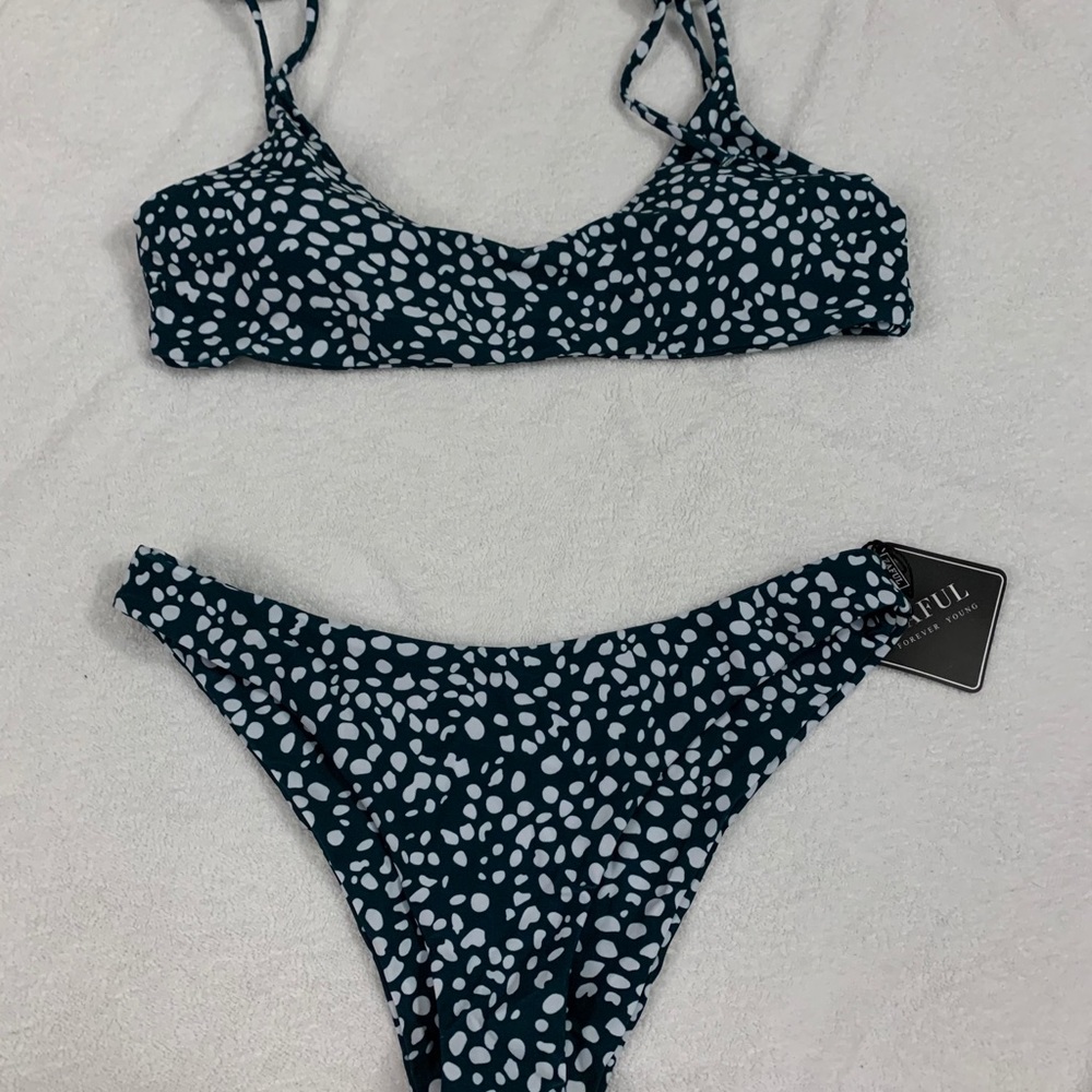 emerald green & white polka dot bikini